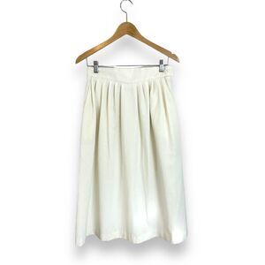 Vintage Skirt Size 8 Wool Blend Ivory Pleated Full Pockets High Waisted USA